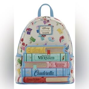 NWT Loungefly Disney Princess Books Mini Backpack Belle Ariel Rapunzel